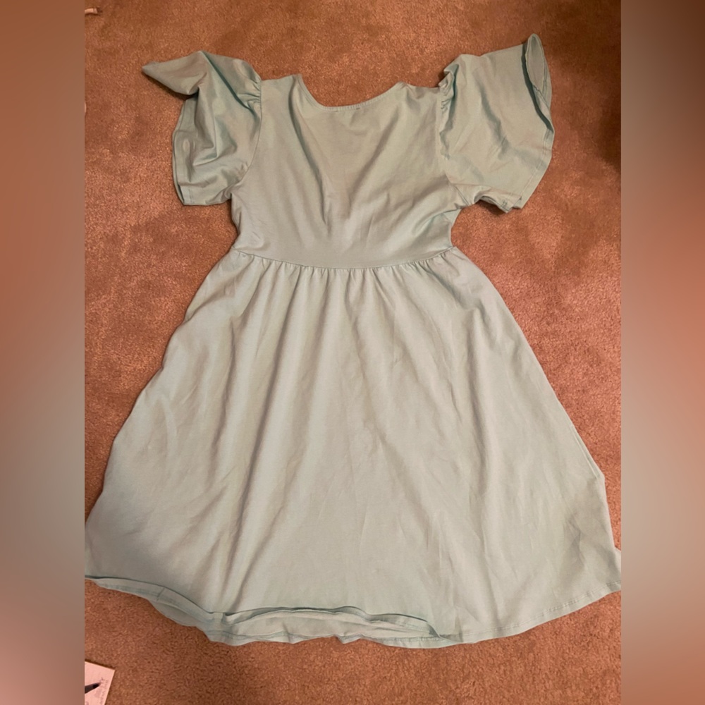 VENUS teal Mini Sundress with Flutter Sleeves size small flirty girly - Picture 4 of 7